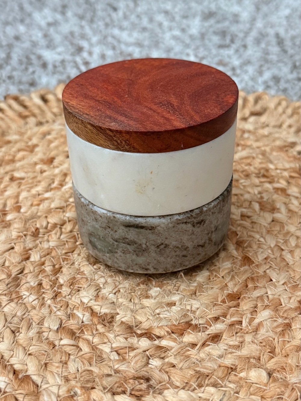 Hearth & Hand Wood Lid Marble & White Accent Jar